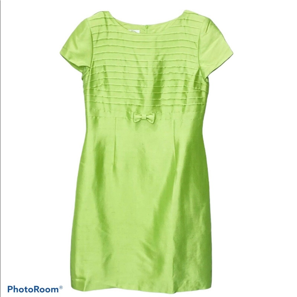 Talbots lime green 100% silk dress